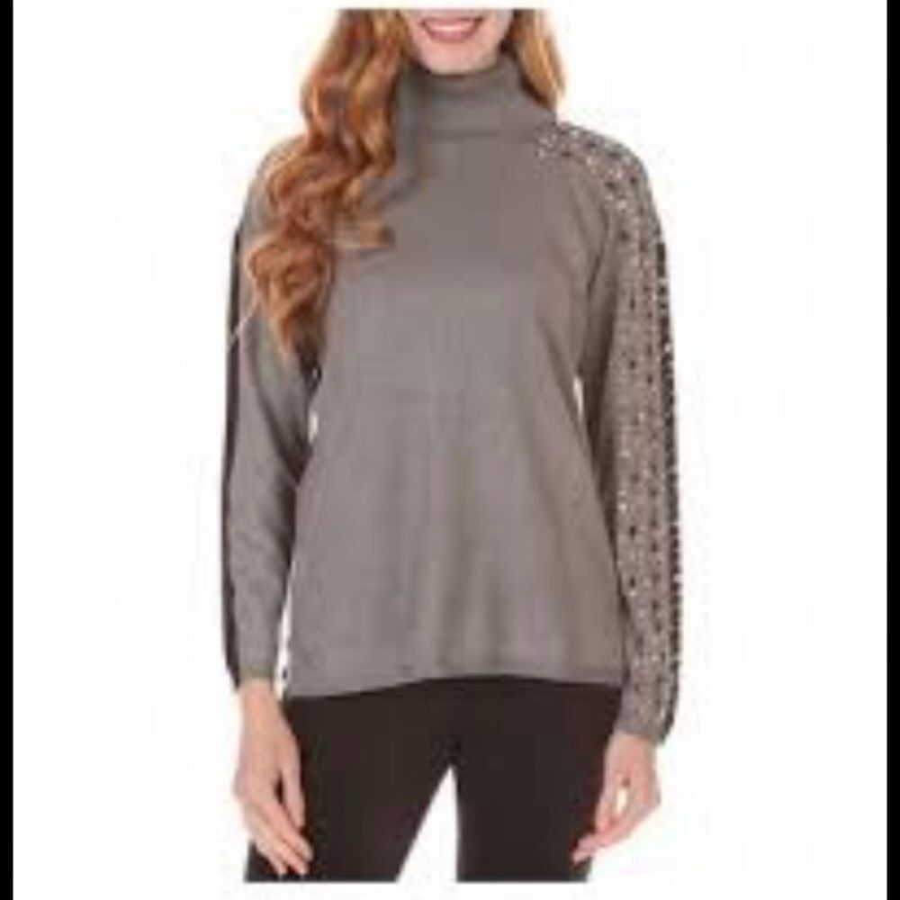 Vila Milano gray black Turtleneck Sweater size L